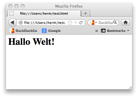 Screenshot: Firefox-Ansicht von test.html